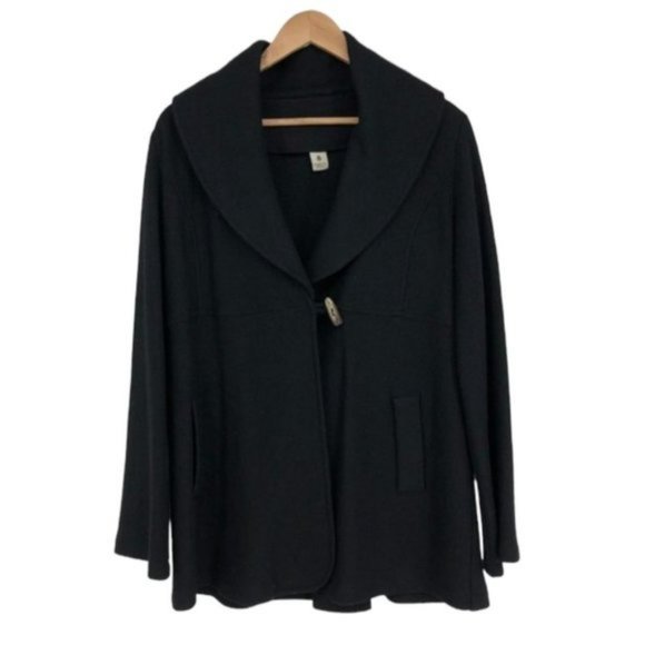 HATCH Maternity Black Wool blend Exaggerated Collar Toggle Cape Coat Med - Picture 15 of 15